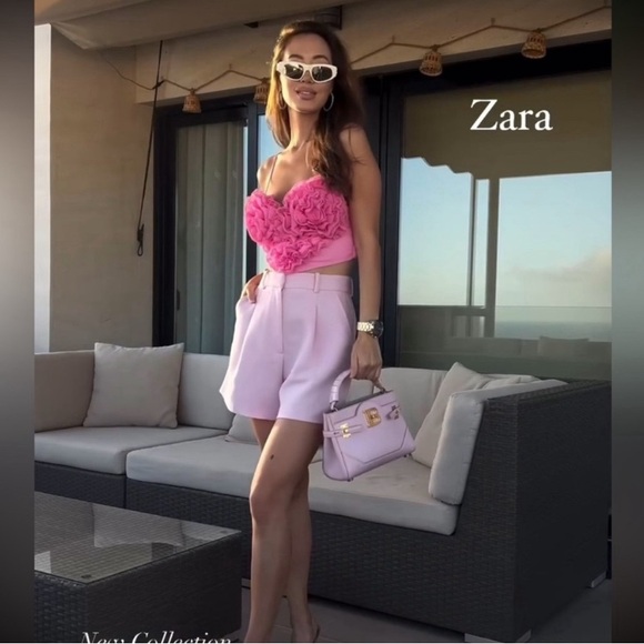 ZARA VOLUMINOUS HEART CROP TOP - Picture 5 of 16